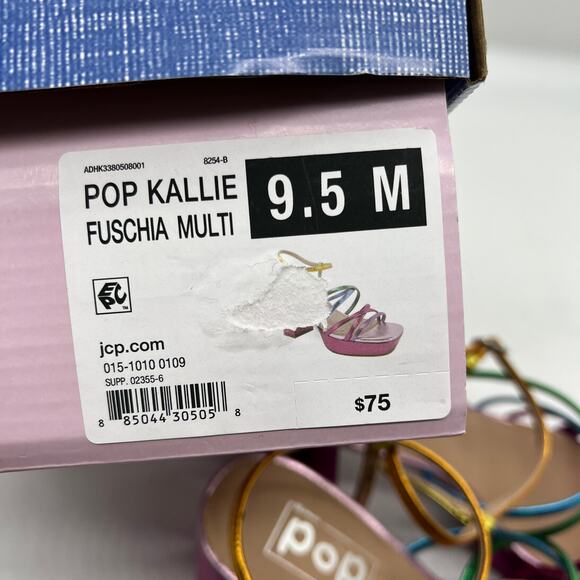 Pop Womens Kallie Heeled Sandals Pink Fuschia Multicolor Size 9.5M - Picture 9 of 12